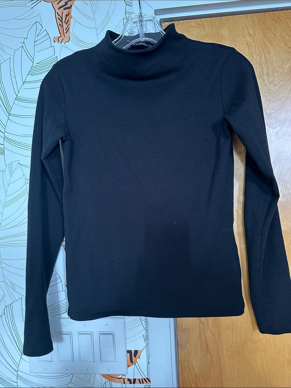 Zara Black Mock Neck Long Sleeve Top